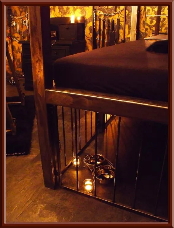 Bed with a lying cage underneath