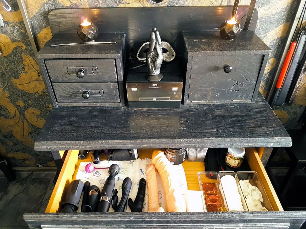 Drawer of BDSM play toys