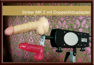 Doppeldildo auf Streckbank, magic Wand, SM Wohnung Secret Islands Fickmaschine Striker MK II von Stylefetisch