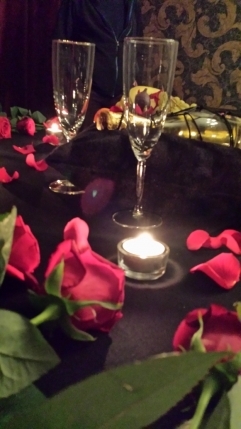 Champaign and Flower Arrangement in BDSM Apartment